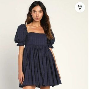Lulus Navy Blue Babydoll Dress